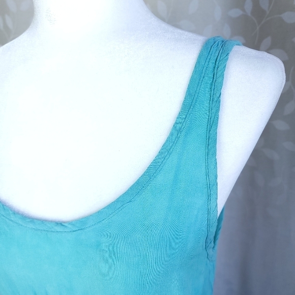 Blu Moon Revolve Tie Dye Mini Dress XS Teal Magenta Rayon Boho Festival - Picture 4 of 14